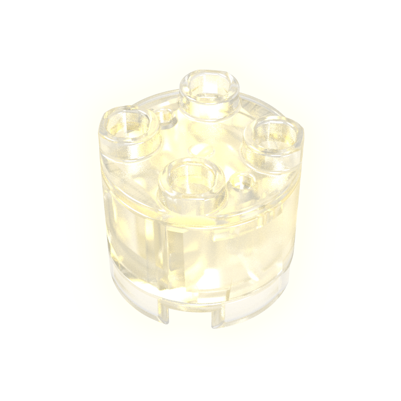 Gobricks,2x2 cylindrical LED lighting parts-warm white light-transparent shell,gdsf0392