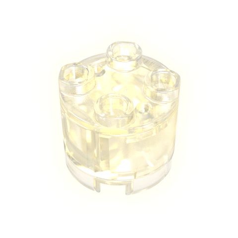 Gobricks,2x2 cylindrical LED lighting parts-warm white light-transparent shell,gdsf0392