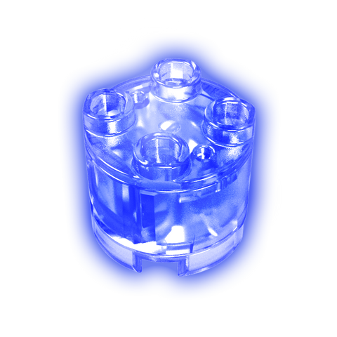 Gobricks,2x2 cylindrical LED lighting parts-blue light-transparent shell