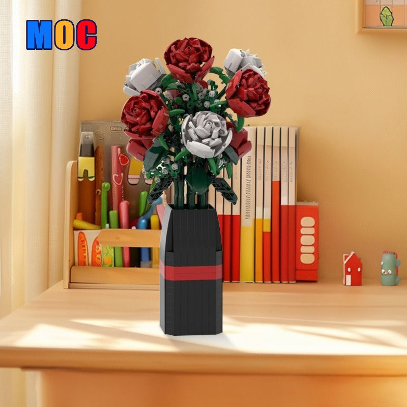 (Gobricks version) 878pcs MOC-107699 Red & White Roses (BT007)