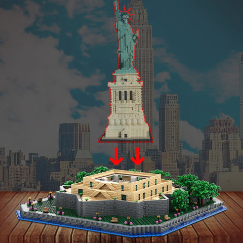 (Gobricks version) 2677pcs  MOC-49317 Statue of Liberty - Base Add-on compatible 21042